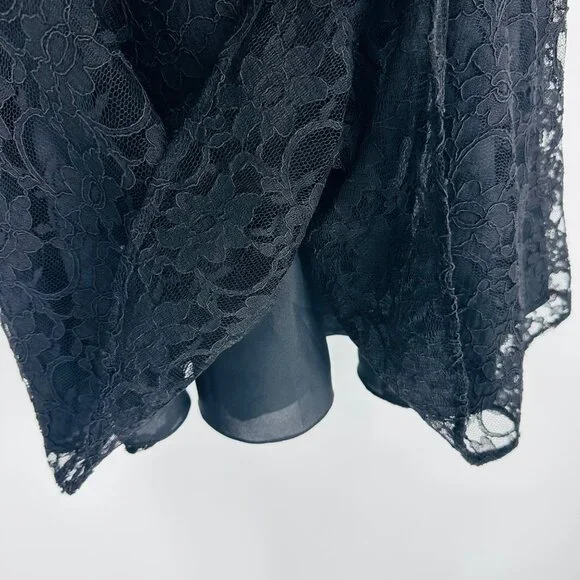Mori Lee Madeline Gardner Black Lace Sleeveless Convertible Mini Dress Size 14 - Picture 7 of 12